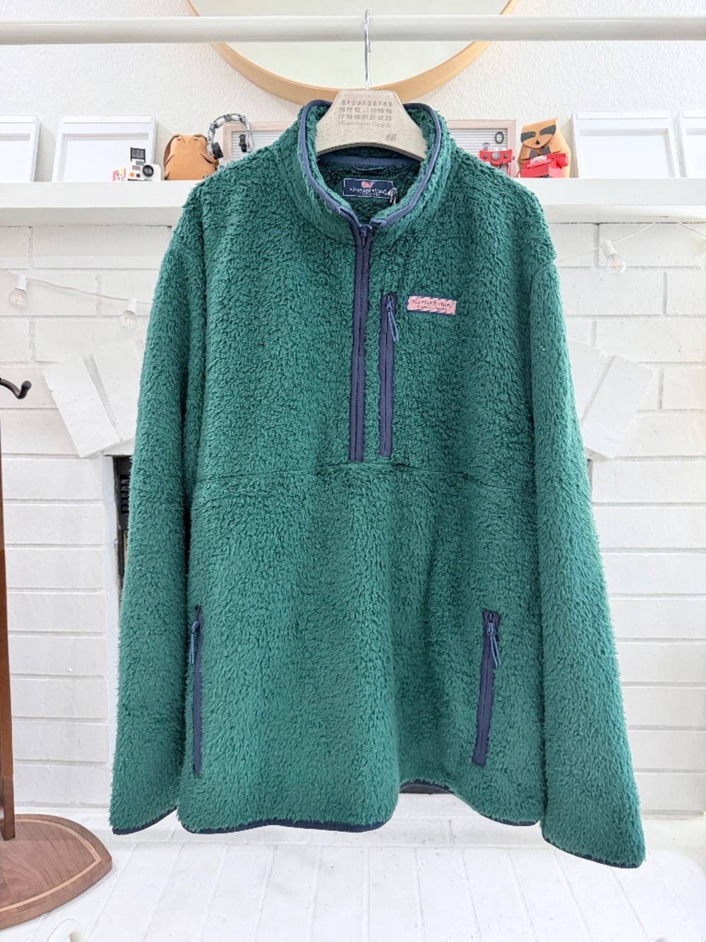 Vineyard Vines New England High Pile Fleece 1/4th Zip Jacket - Charleston Green